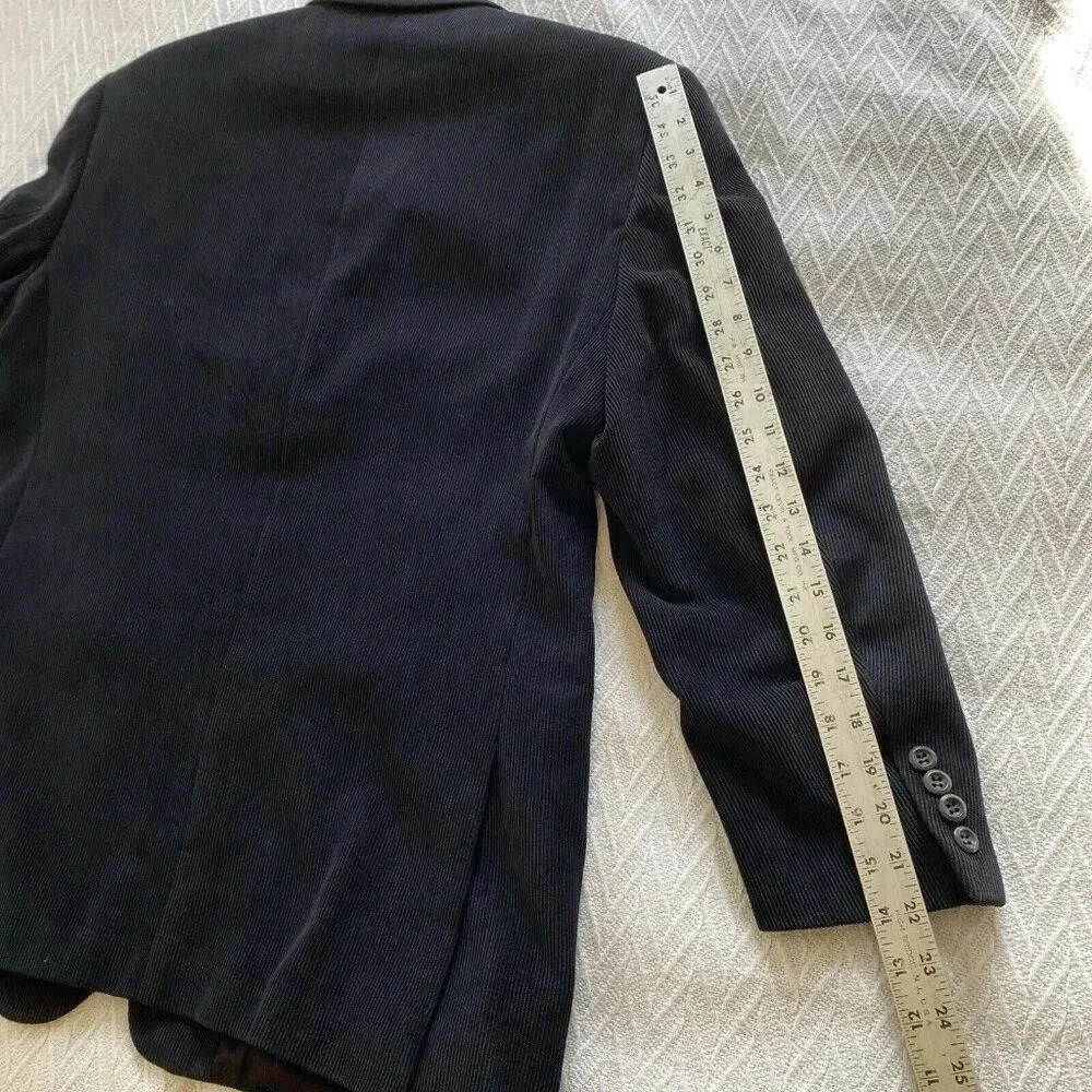 Pronto Uomo Men’s Corduroy Blazer Jacket Black 40 Short Preppy Academia Casual - Picture 12 of 16